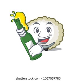 With beer cotton ball mascot cartoon