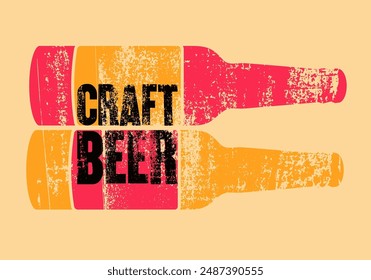 Bier Craft Flaschen typografische Vintage Stil Grunge Poster Design. Retro-Vektorillustration.