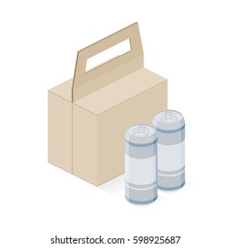 Beer Craft Box. Beer can. Isometric view. Vector illustrator.
