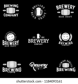 Beer Craft, Brewing, Brewery Premium Quality Company Vintage Logo, Emblem, Badge, Stock Vector Illustration in Dark Background