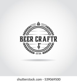 Beer Craft creative logo template. Black and white. vector illustrator eps.10