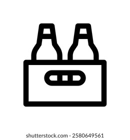 Beer crate. Editable stroke vector icon.