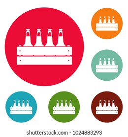Beer crate icons circle set vector isolated on white background
