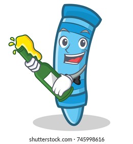 With beer crayon character cartoon style