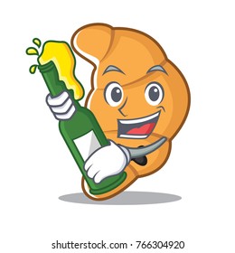 With beer croissant character cartoon style