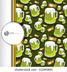 Beer and crown pattern for background or card.