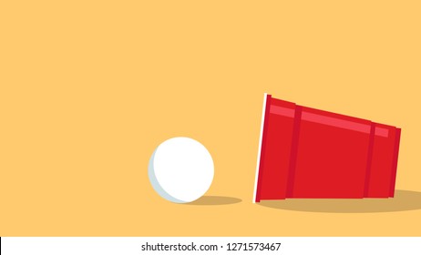 Beer cup cartoon vector. symbol. logo design. ping pong ball. game.