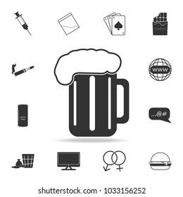 beer cup glass icon. Set of Human weakness and Addiction element icon. Premium quality graphic design. Signs, outline symbols collection icon for websites, web design, mobile app on white background