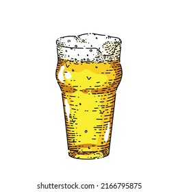 beer cup hand drawn vector. glass pint, drink mug, alcohol bar, lager pub foam, draft party beer cup sketch. isolated color illustration