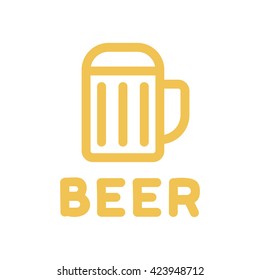 Beer cup icon flat vector illustration on white background. 
