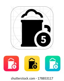 Beer cup with number icon. Vector illustration.