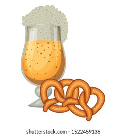 beer cup and pretzel oktoberfest celebration icon vector illustration design
