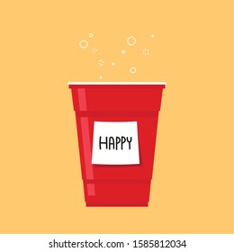 Beer cup. Red beer cup. happy post it.