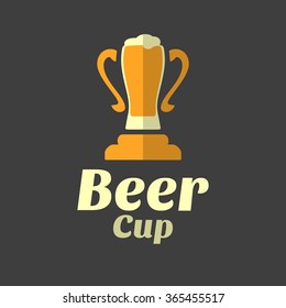 Beer cup. Vector flat illustration isolated on dark background. Hand drawn design element for label and poster
