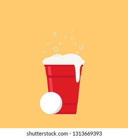 Beer cup vector. free space for text. wallpaper. copy space. ping pong ball vector.