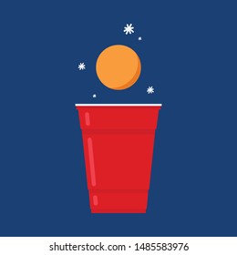 Beer cup vector. free space for text. wallpaper. copy space. ping pong ball vector.