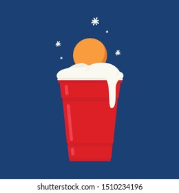 Beer cup vector. free space for text. wallpaper. copy space. ping pong ball vector. bubble beer vector.