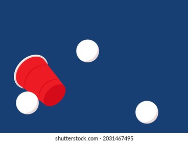 Beer cup vector. free space for text. wallpaper. copy space. ping pong ball vector.