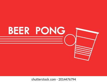 Beer cup vector. Beer pong poster design. wallpaper. copy space. ping pong ball vector.