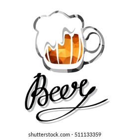 Beer cup vector silhouette isolated on white background. Oktoberfest beer drink vector. Beer pub alcohol illustration. Vintage calligraphic beer design.