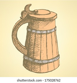 Beer cup, vector sketch background 