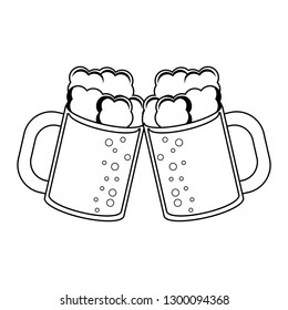 Beer cups toast black and white
