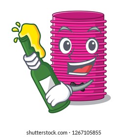 With beer curlers hair in shape cartoon funny
