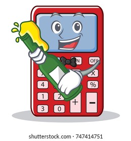 With beer cute calculator character cartoon