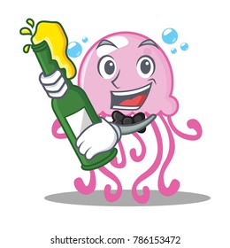 With beer cute jellyfish character cartoon