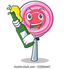 With beer cute lollipop character cartoon