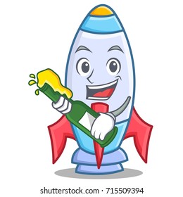With beer cute rocket character cartoon