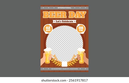 Beer Day Flyer. Happy beer day, National Beer Day, vector illustration, flyer, banner, social media post, poster, typography.