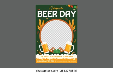 Beer Day Flyer. Vector illustration poster, banner, greeting card, flyer.