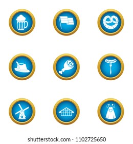 Beer a day icons set. Flat set of 9 beer a day vector icons for web isolated on white background