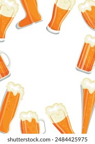 cartaz de dia de cerveja de vários copos transparentes e cerveja nele ou seja sidel, stein, tankard, copos de peso para vários desenhos, cartazes ou banners