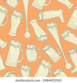 Biertag nahtlose Muster von verschiedenen transparenten Gläsern und Bier in ihm nämlich Sidel, Stein, Tankard, weizen Gläser für verschiedene Designs, Plakate oder Banner
