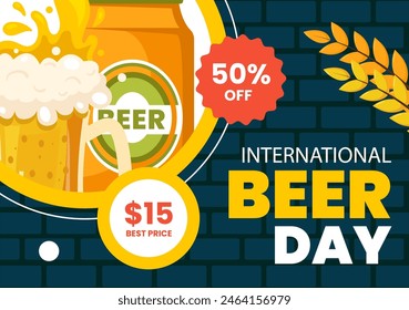 Beer Day Social Media Background Illustration Flat Cartoon Hand Drawn Templates