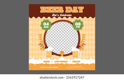 Beer Day Socials Media. Happy beer day, National Beer Day, vector illustration, flyer, banner, social media post, poster, typography.