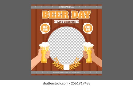 Beer Day Socials Media. Happy beer day, National Beer Day, vector illustration, flyer, banner, social media post, poster, typography.