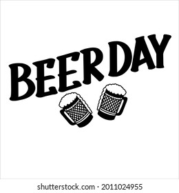 Ilustración de tipografía en blanco y negro de vectores de cerveza para la postal de impresión de afiches. Caligrafía moderna de pincel.