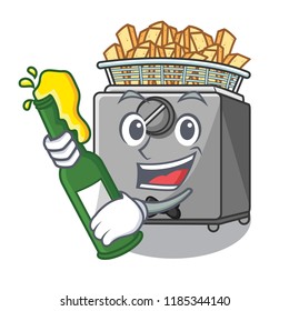 With beer deep fryer machine isolated on mascot