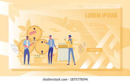 Beer Degustation with Professional Expert. Online Service for Organization Beverage Tasting Event. Alcohol Drink Presentation. New Product Line Launch. Landing Page Design. Vector Illustration