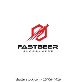 Beer Delivery Logo Design Template Vector . Fast Beer Icon Logo Design Element