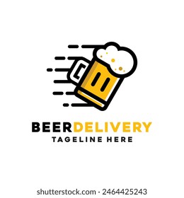 Icono de diseño de logotipo de entrega de cerveza, Elemento de diseño de logotipo de icono de cerveza rápida