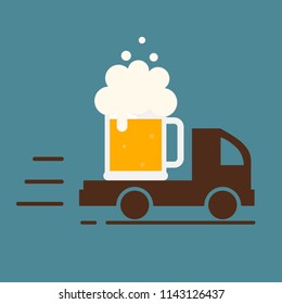 Beer Delivery. Symbol Template Logo. Isolated vector illustration