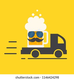 Beer Delivery. Symbol Template Logo. Isolated vector illustration