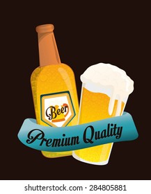 Beer design over brown background,vector illustration.