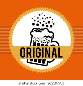 beer design over orange background vector illustration