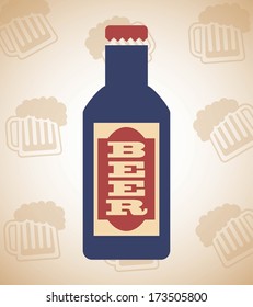 beer design over  pattern background vector illustration  