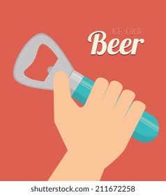 Beer design over red background, vector illustration